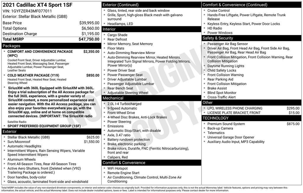 2021 Cadillac XT4 FWD Sport