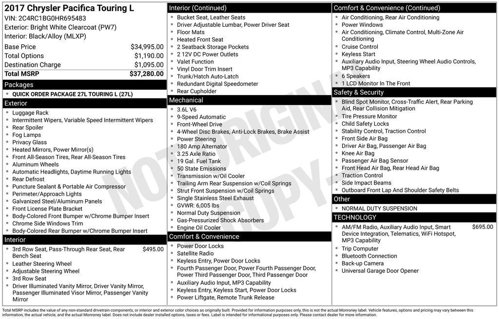 2017 Chrysler Pacifica Touring-L