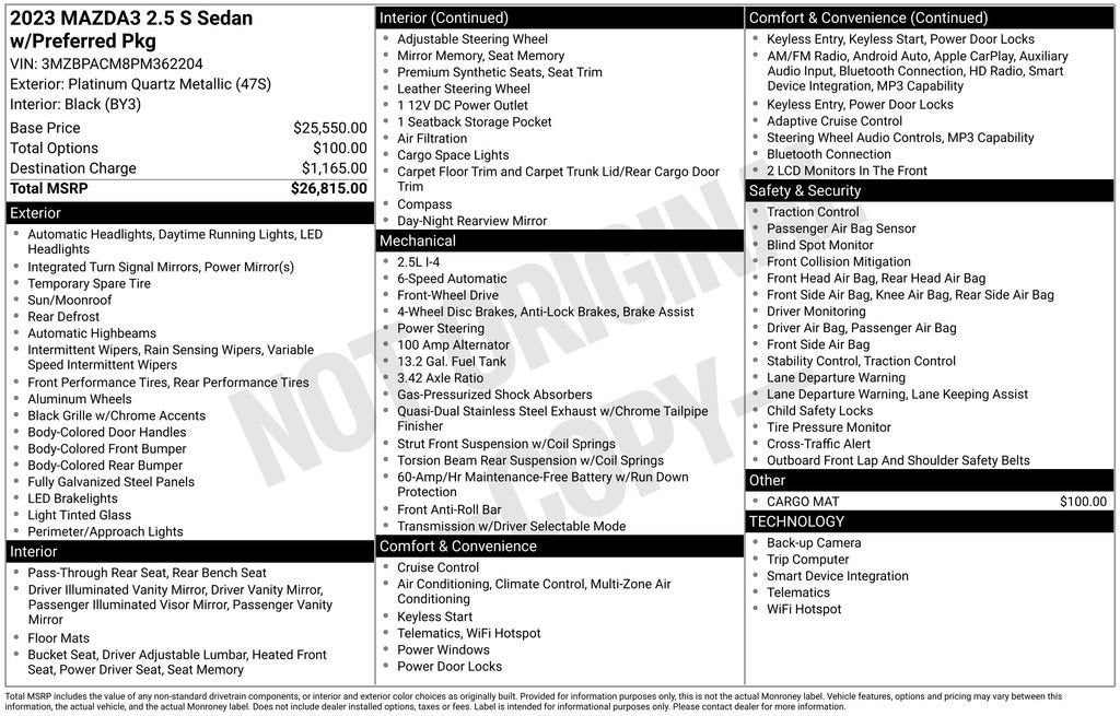 2023 Mazda Mazda3 Sedan 2.5 S Preferred
