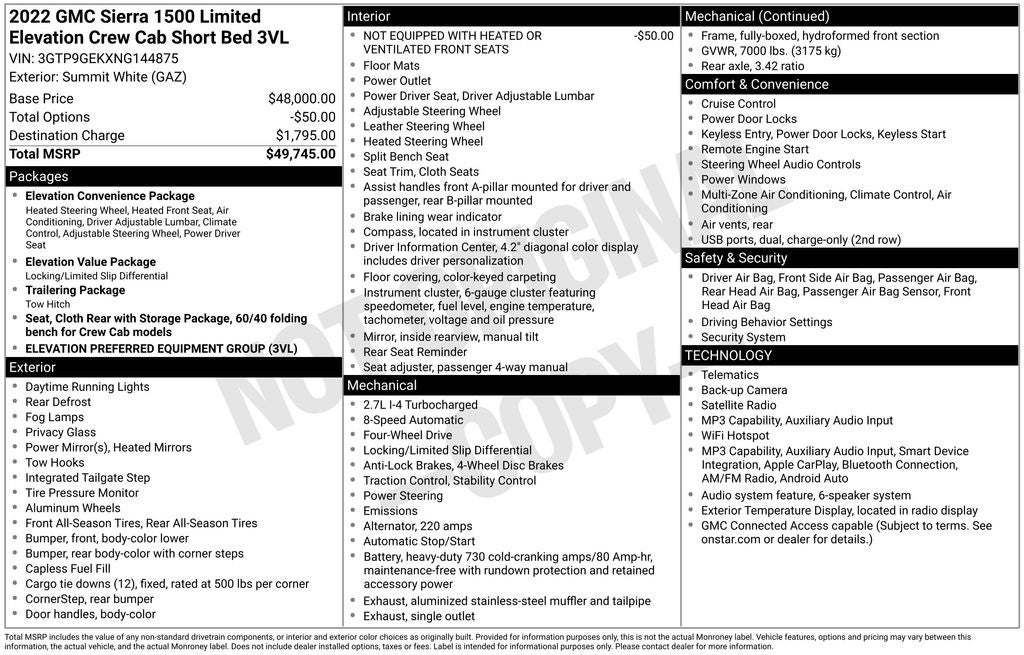 2022 GMC Sierra 1500 Limited Elevation