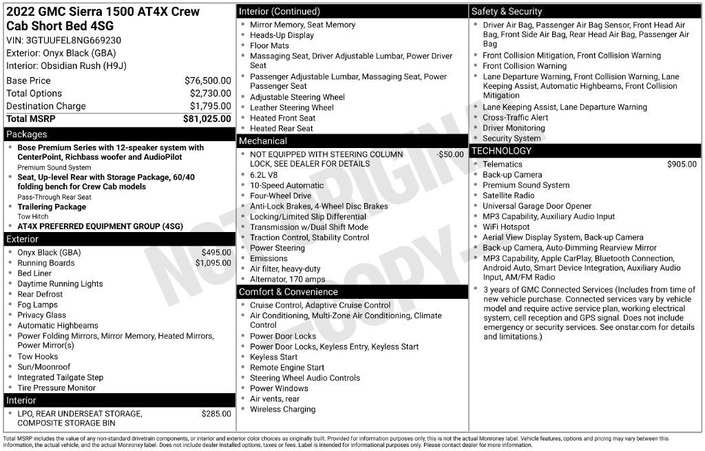 2022 GMC Sierra 1500 AT4X
