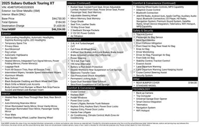 2025 Subaru Outback Touring XT