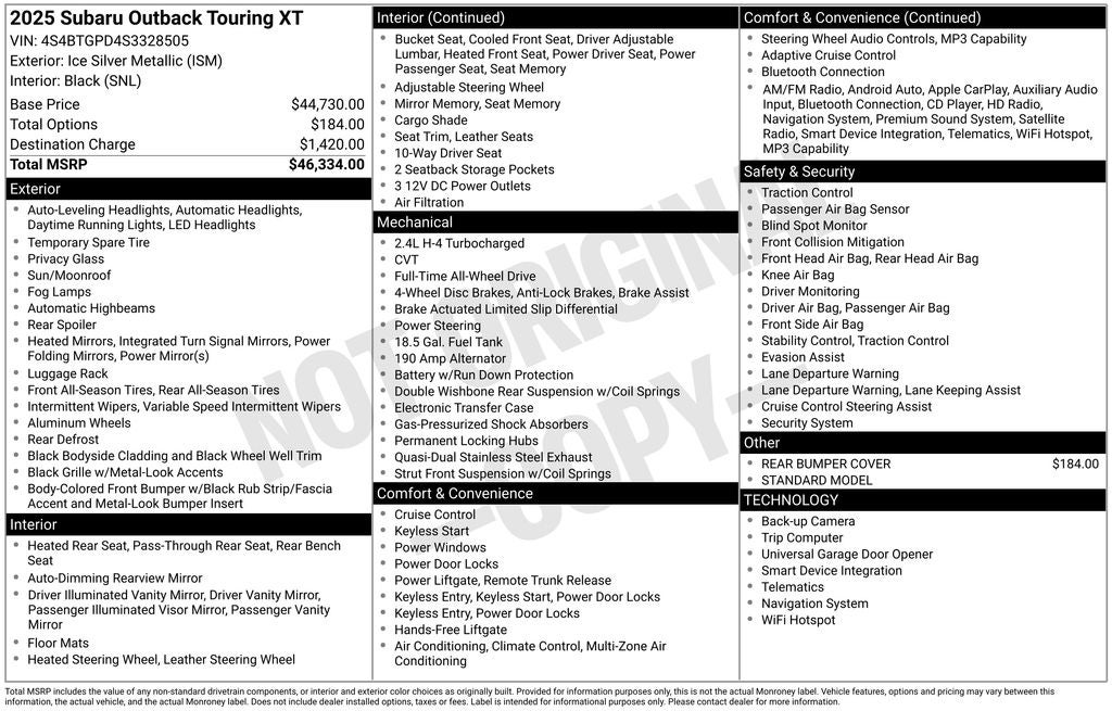 2025 Subaru Outback Touring XT